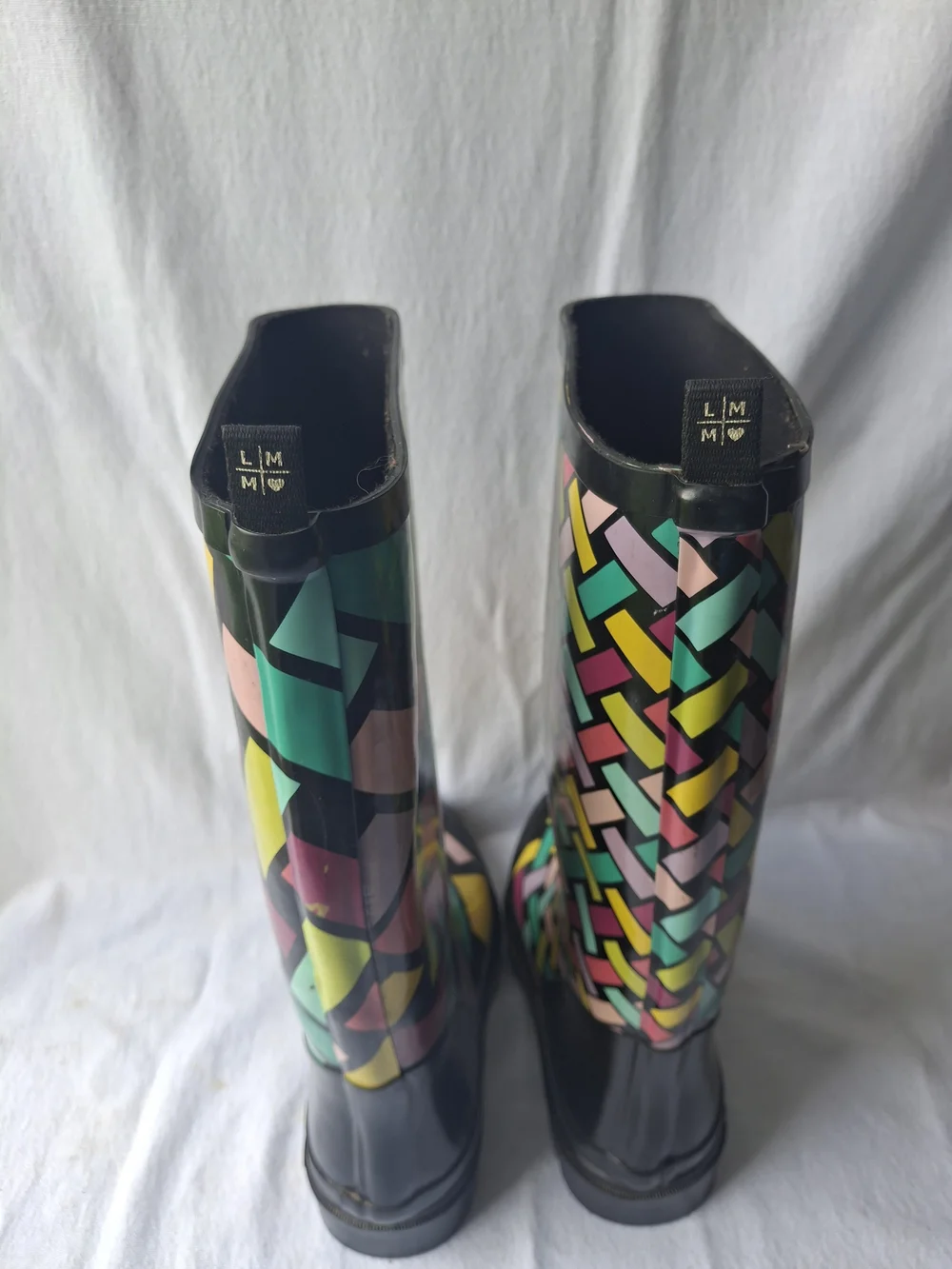 Women's Multicolor Woven-Pattern Rain Boots